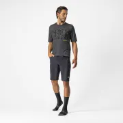 Jersey cu maneca scurta Castelli Trail Tech Tee, Antracit/Galben Fluo, M