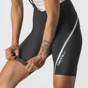 Pantaloni scurti cu bretele Castelli Velocissima 3, de dama, Negru/Argintiu, S