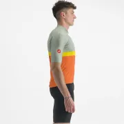 Tricou cu maneca scurta Castelli A Blocco Vernil/Portocaliu/Galben/Visiniu L