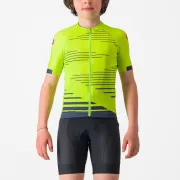Tricou cu maneca scurta Castelli Aero Kid pentru copii Galben Fluo/Bleumarin 12A