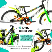 Bicicleta Copii DHS Dino - 20 Inch, Negru