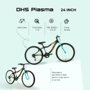 Bicicleta Copii DHS Plasma - 24 Inch, Negru-Roz