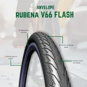 Anvelopa Bicicleta Rubena 700 x 32C 32-622 FLASH V66, Negru