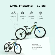 Bicicleta Copii DHS Plasma - 24 Inch, Negru-Albastru