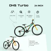 Bicicleta Copii DHS Turbo - 24 Inch, Negru-Portocaliu