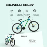 Bicicleta MTB Colinelli COL27, Marimea M, 29 inch, Verde, Schimbator Shimano Altus, 24 Viteze, Cadru Aluminiu, Frane pe Disc