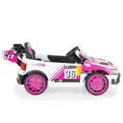 Masinuta electrica copii 3ani+ BO Super Drift, acumulator si telecomanda, 4X4, 12V MP3/USB, Moni, Roz-Alb