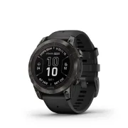 Garmin - fenix 7 Pro Sapphire Solar smartwatch premium cu incarcare solara 47mm - ramă negru gri din titanium DLC si curea din silicon neagră