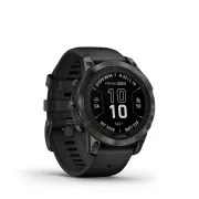 Garmin - fenix 7 Pro Sapphire Solar smartwatch premium cu incarcare solara 47mm - ramă negru gri din titanium DLC si curea din silicon neagră
