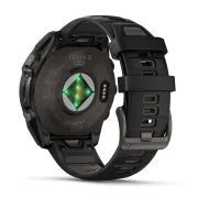 Garmin - fenix 8 Solar Sapphire 47mm - smartwatch premium - ramă gri din titanium DLC si curea din silicon neagră-gri