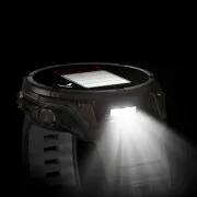 Garmin - fenix 8 Solar Sapphire 47mm - smartwatch premium - ramă gri din titanium DLC si curea din silicon neagră-gri
