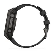 Garmin - fenix 8 Solar Sapphire 47mm - smartwatch premium - ramă gri din titanium DLC si curea din silicon neagră-gri