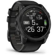 Garmin - Tactix 8 AMOLED 51 mm Sapphire ceas multisport cu GPS - ramă neagră Titanium DLC și curea din silicon neagră + nailon