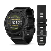 Garmin - Tactix 8 AMOLED 51 mm Sapphire ceas multisport cu GPS - ramă neagră Titanium DLC și curea din silicon neagră + nailon
