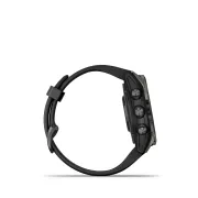 Garmin - fenix 7s Pro Sapphire Solar smartwatch premium cu incarcare solara 42mm - ramă gri din titanium DLC si curea din silicon neagră