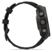 Garmin - fenix 8 Pro 47mm - smartwatch premium AMOLED Sapphire - ramă gri din titanium DLC si curea din silicon neagră-gri