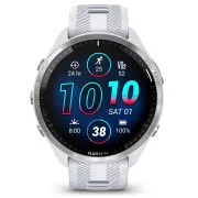 Garmin - Forerunner 965 ceas multisport cu GPS AMOLED - Ramă din titan cu carcasă Whitestone şi curea din silicon Whitestone/gri pudră