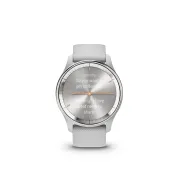Garmin - vivomove Trend - Ramă Silver din oţel inoxidabil - carcasă Mist Grey - curea din silicon