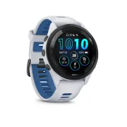 Garmin - Forerunner 265 ceas multisport cu GPS AMOLED - Ramă neagră cu carcasă Whitestone şi curea din silicon Whitestone/Tidal Blue