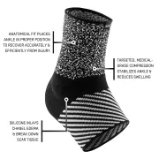 CEP - ortho glezna - Max Support Compression - Ankle Sleeve - negru alb