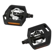 Shimano - pedale bicicleta MTB PD-T421, cu catadioptrii  si placute SM-SH56 - negru