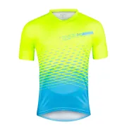 Tricou maneca scurta Force MTB Angle, albastru/fluo, 4XL