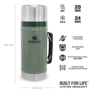Stanley - termos pentru mancare cu maner The Legendary Classic Food Jar - verde Hammertone - 940 ml