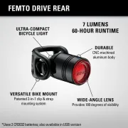 Lezyne - Femto - Lumina spate - 7 lumeni - argintiu