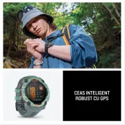 Garmin INSTINCT 3 - 50 mm AMOLED - Whitestone cu curea neagră / albastru intens - smartwatch robust cu GPS