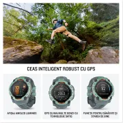 Garmin INSTINCT 3 - 50 mm AMOLED - Whitestone cu curea neagră / albastru intens - smartwatch robust cu GPS