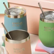 Cana termoizolanta cu pai Nava 360ml verde