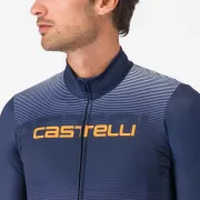 Tricou cu maneca lunga Castelli Apice Thermal Albastru Belgian/Portocaliu XL