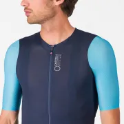 Tricou cu maneca scurta Castelli Corretto, pentru barbati, albastru neon/albastru belgian XL