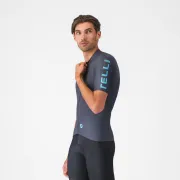 Tricou cu maneca scurta Castelli Entrata Apex, pentru barbati, albastru neon/albastru inchis L
