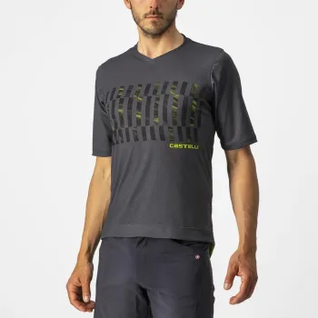 Jersey cu maneca scurta Castelli Trail Tech Tee, Antracit/Galben Fluo, M