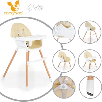 Scaun de masa pentru copii 2 in 1 Cangaroo - Gelato, bej