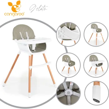 Scaun de masa pentru copii 2 in 1 Cangaroo - Gelato, gri
