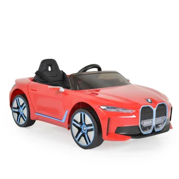 Masinuta electrica BO BMW i4 pentru copii 3 ani+, acumulatori si telecomanda, usi care se deschid, centura, pornire buton, Rosu