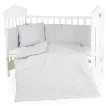 Set lenjerie de pat Nook pentru bebelusi, 6 piese, HugZZZ, Gri