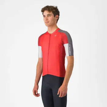 Castelli - tricou ciclism maneca scurta regular fit - Entrata 6 Jersey - rosu | gri