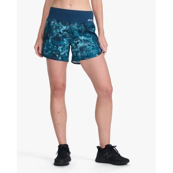 2XU - Pantaloni scurti de alergare pentru femei Aero 5 inch Shorts - albastru multicolor