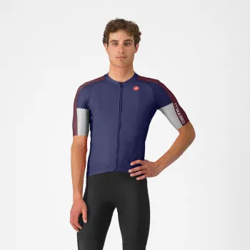 Castelli - tricou ciclism maneca scurta regular fit - Entrata 6 Jersey - albastru | bordo
