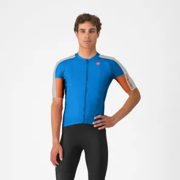 Castelli - tricou ciclism maneca scurta regular fit - Entrata 6 Jersey - albastru | argintiu