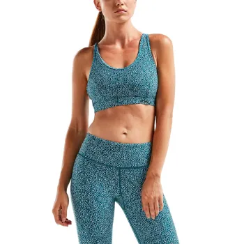 2XU - Bustiera sport pentru femei - XVENT Strappy Back Crop Rain Spot - albastru ocean
