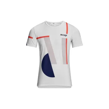 CEP - tricou tehnic - the run shirt round neck short sleeve v5 - white | geometrics