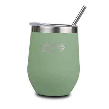 Cana termoizolanta cu pai Nava 360ml verde