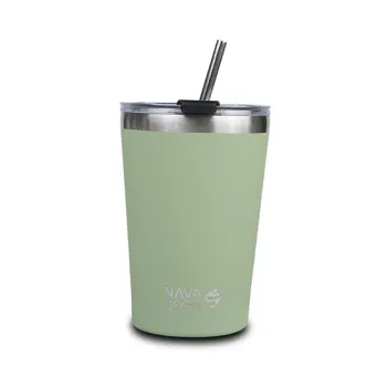 Cana termoizolanta cu pai Nava 450ml verde