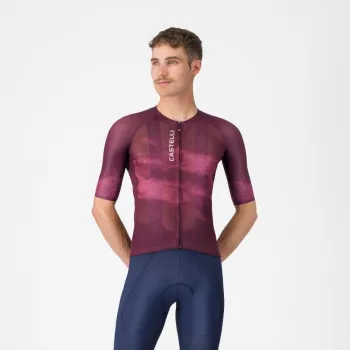 Tricou cu maneca scurta Castelli Climbers A/C, pentru barbati, alb/bordo XXL