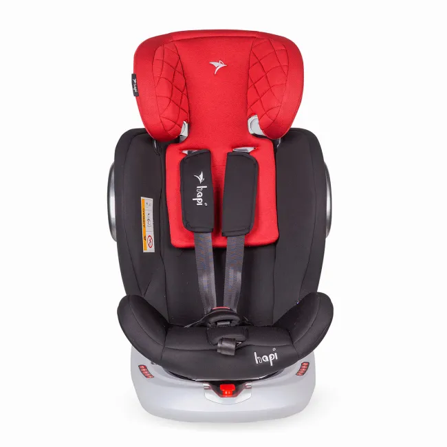 Scaun Auto Rotativ cu Isofix Si Centura Hapi Ozy - Rosu/Gri