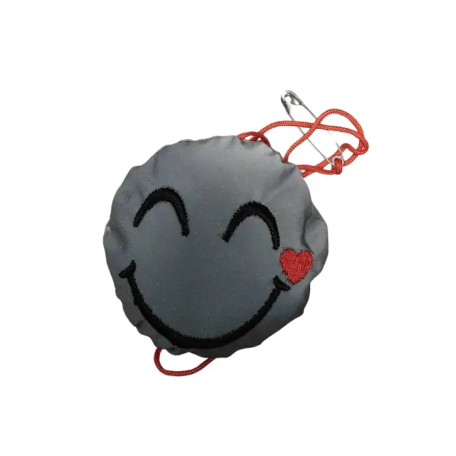 Breloc Smiley Inimioara Reflectorizant Salzmann 3M - Argintiu-Rosu